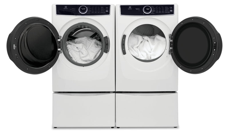 Laveuse à chargement frontal de 5,2 pi³ et sécheuse électrique de 8 pi³ de Electrolux – blanches