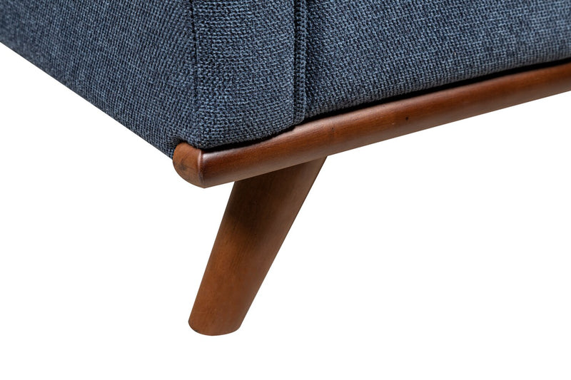 Sofa Kassia de Kort & Co. de 90,6 po en tissu d’apparence lin avec base et pattes en bois - bleu