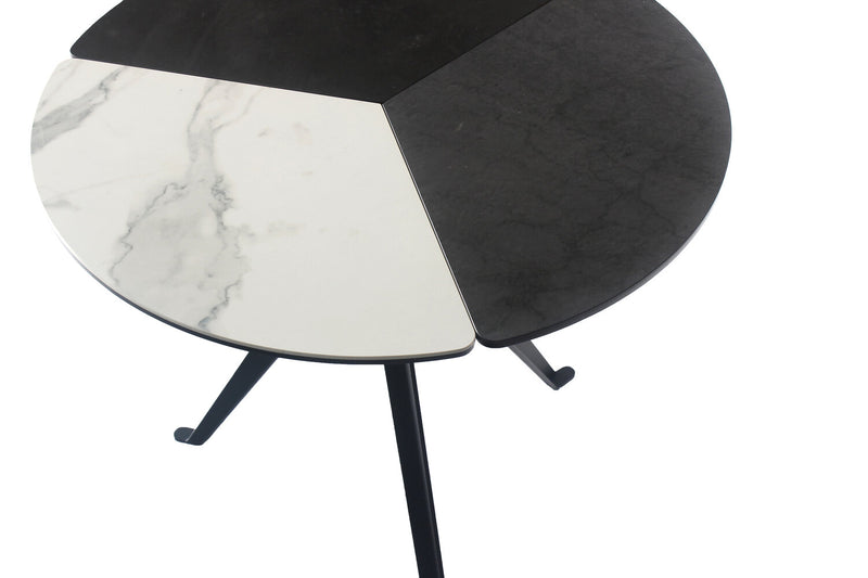 Table de bout ronde moderne Titan de 25 po - blanche, grise et noire 