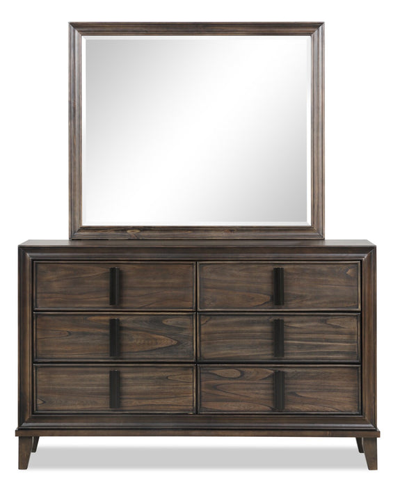 Commode Kane de 61 po (L) x 38,3 po (H) à 6 tiroirs pour la chambre à coucher - brune