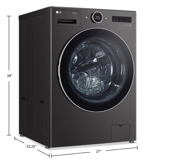 Laveuse à la vapeur intelligente haute efficacité LG à chargement frontal de 5,8 pi³ - acier noir - superposable - WM6700HBA
