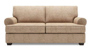 Sofa personnalisable Roll de Sofa Lab de 76 po de format condo fabriqué au Canada en tissu de chenille avec accoudoirs enroulés - taupe Luxury Taupe