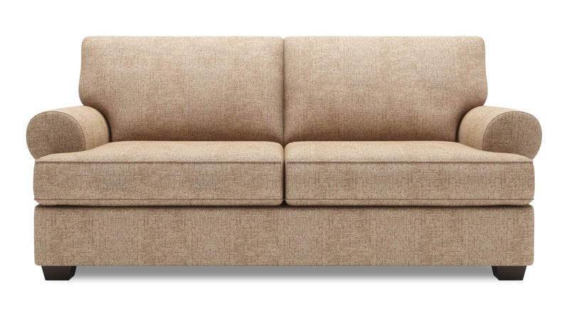 Sofa personnalisable Roll de Sofa Lab de 76 po de format condo fabriqué au Canada en tissu de chenille avec accoudoirs enroulés - taupe Luxury Taupe