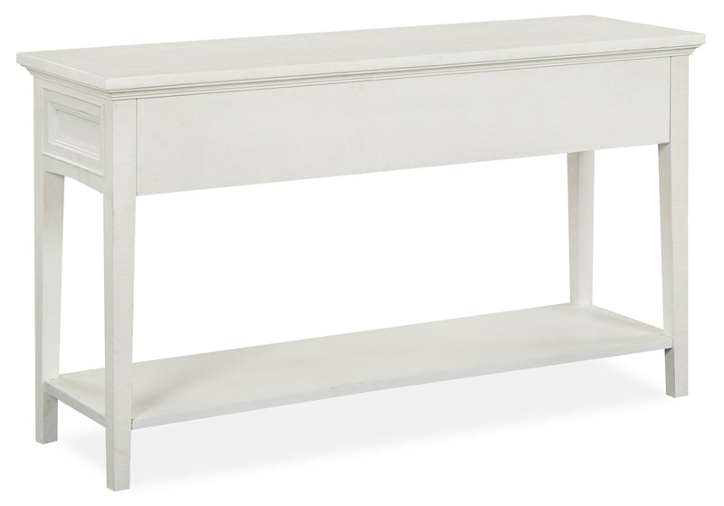 Table de salon traditionnelle Heron Cove de 50 po avec rangement et tablette - pin blanc