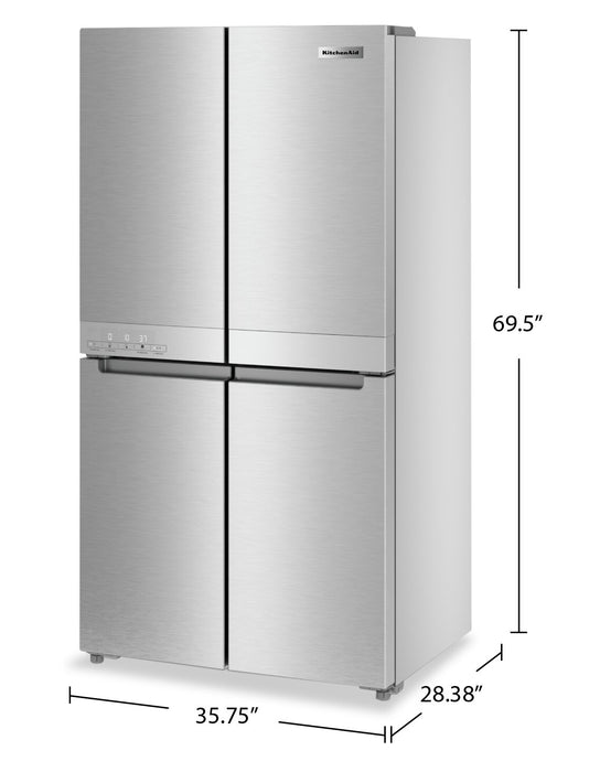 Réfrigérateur KitchenAid de 19,4 pi³ et de 36 po à portes françaises - acier inoxydable - KRQC506MPS