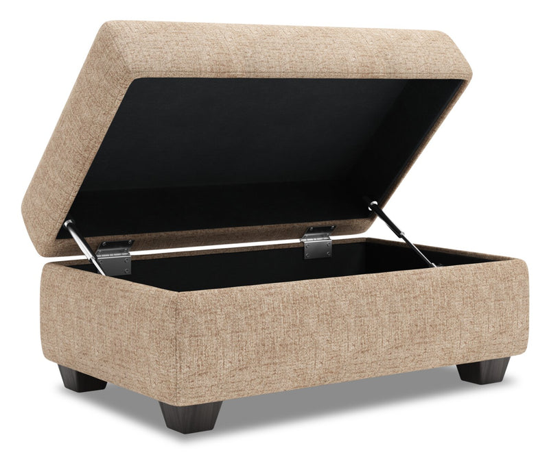 Pouf de rangement personnalisable The Trunk de Sofa Lab de 39 po fabriqué au Canada en tissu de chenille - taupe Luxury Taupe