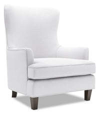  Fauteuil d’appoint à oreilles Sofa Lab de 32 po fabriqué au Canada en tissu d’apparence lin - blanc Pax Ice 