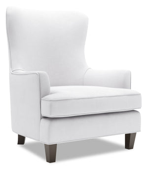 Fauteuil d’appoint à oreilles Sofa Lab personnalisable de 32 po fabriqué au Canada en tissu d’apparence lin - blanc Pax Ice 