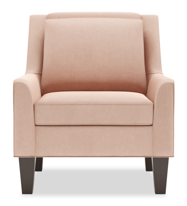 Fauteuil d’appoint club Sofa Lab personnalisable de 29 po fabriqué au Canada en tissu d’apparence lin avec pattes en bois - rose Pax Rose