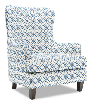 Fauteuil d’appoint à oreilles Sofa Lab personnalisable de 32 po fabriqué au Canada en tissu - Ocean multicolore