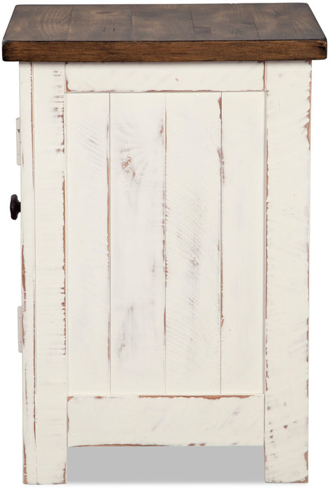 Table de fauteuil rustique Benjy de 14 po avec rangement - bois deux teintes