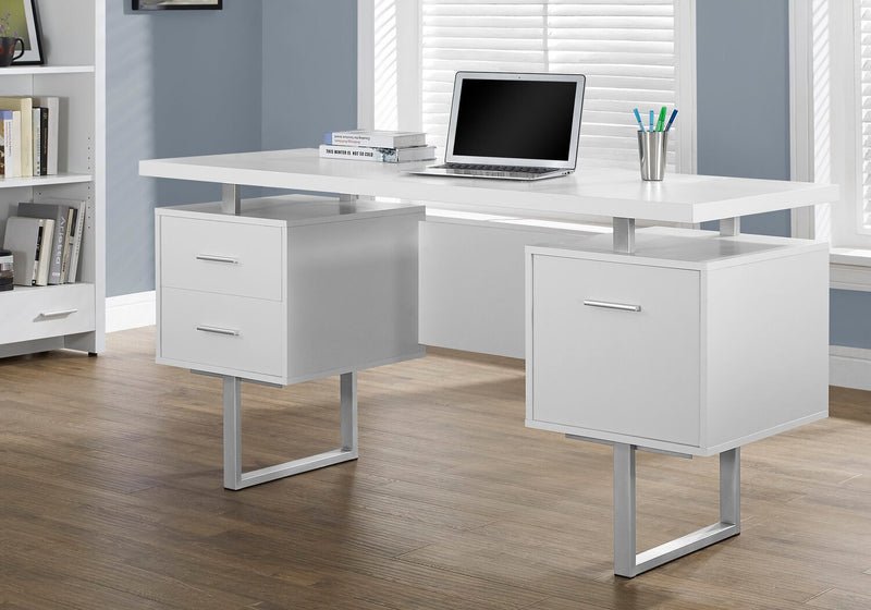 Bureau réversible Teagan de 60 po à 3 tiroirs - blanc