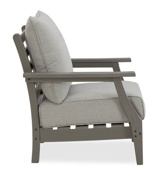 Ensemble de 2 fauteuils Cape pour la terrasse à l’extérieur - plastique à haute densité et tissu Nuvella, résistant aux rayons UV et aux intempéries - gris