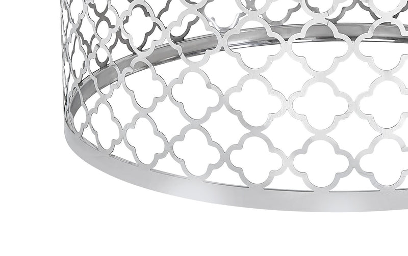 Table de salon ronde somptueuse Belle de 36 po - dessus en marbre blanc avec base en acier inoxydable