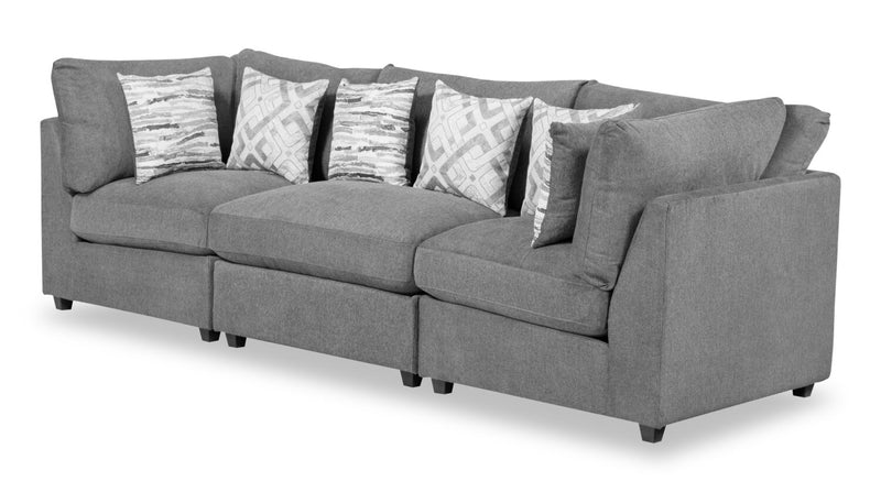 Sofa modulaire Evolve de Scott Living de 118,5 po en tissu d’apparence lin avec coussins amovibles en duvet et plumes - gris anthracite