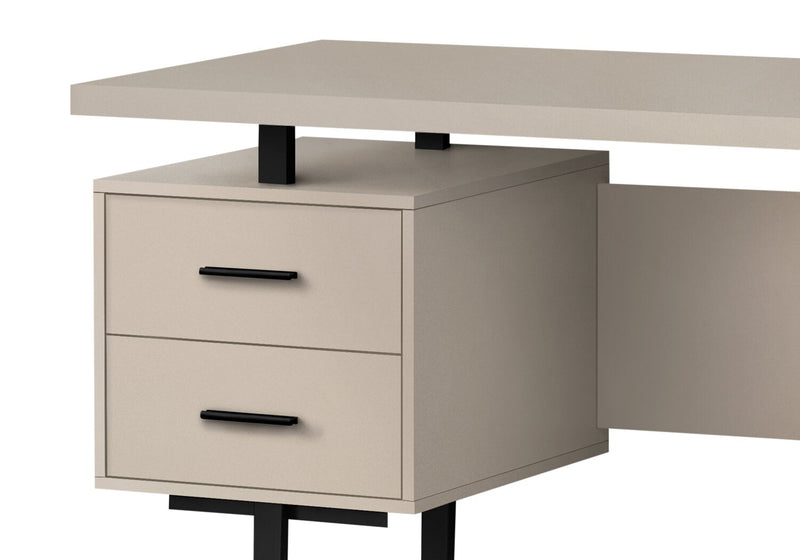 Bureau réversible Teagan de 60 po à 3 tiroirs - taupe clair
