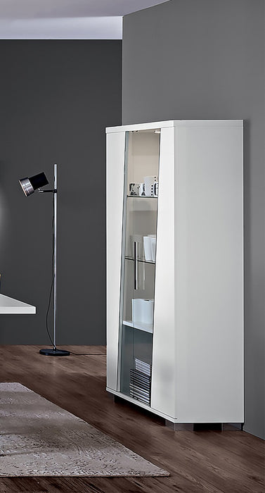 Armoire vitrée de salle à manger Raia avec rangement et tablettes d'exposition en verre - fabriquée en Italie, moderne, 40 po (L) - blanche