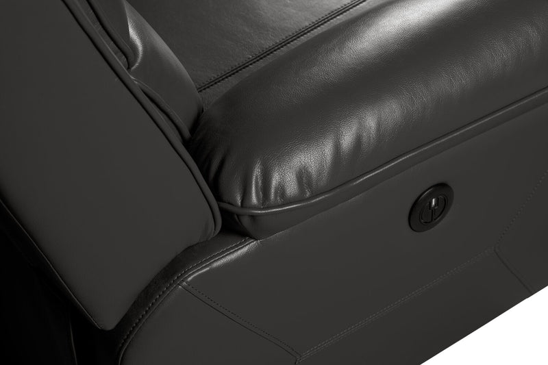 Sofa à inclinaison électrique Chandler de 82 po en tissu d’apparence cuir avec ports USB - gris