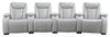 Sofa sectionnel à inclinaison électrique Cinema 5 pièces en apparence cuir avec appuie-têtes électriques - gris brume cosmique