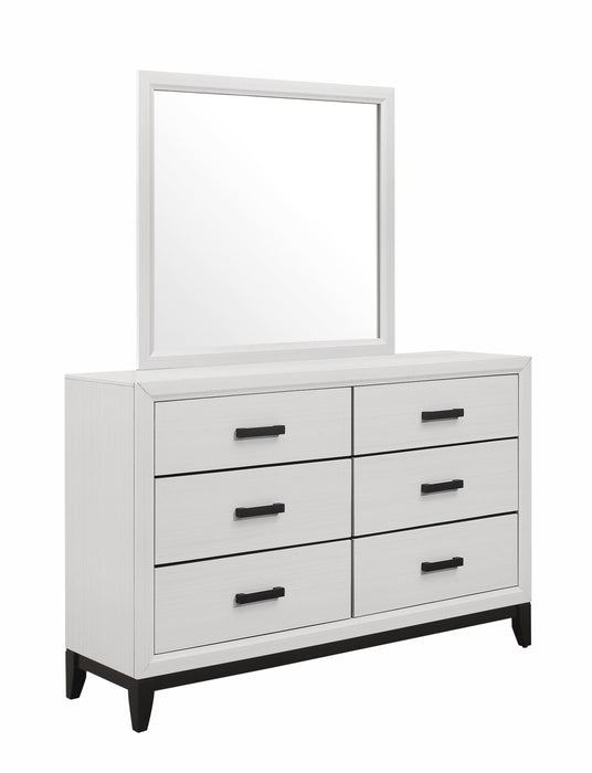 Commode Kate de 58 po (L) x 37 po (H) à 6 tiroirs pour la chambre à coucher - blanche