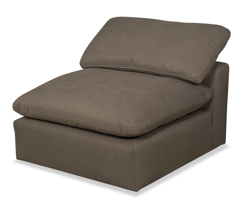 Sofa modulaire Eclipse de 124 po en tissu d’apparence lin avec coussins réversibles en duvet et plumes - brun ardoise