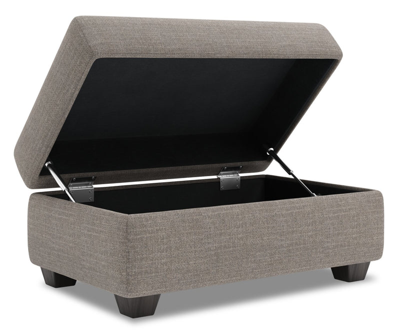 Pouf de rangement personnalisable The Trunk de Sofa Lab de 39 po fabriqué au Canada en tissu d’apparence lin - gris Luna Smoke