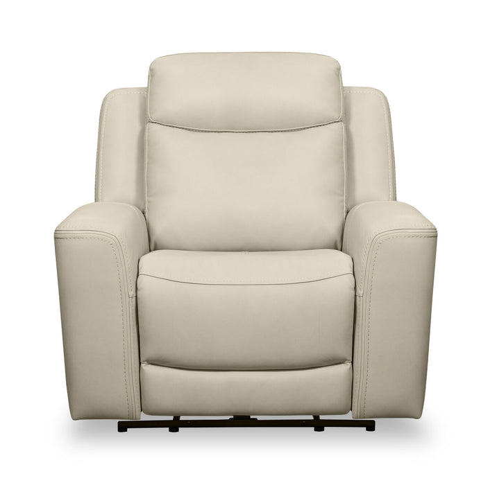 Fauteuil à inclinaison électrique Prescott de Scott Living de 42,5 po en cuir véritable avec appuie-tête électrique - gris platine