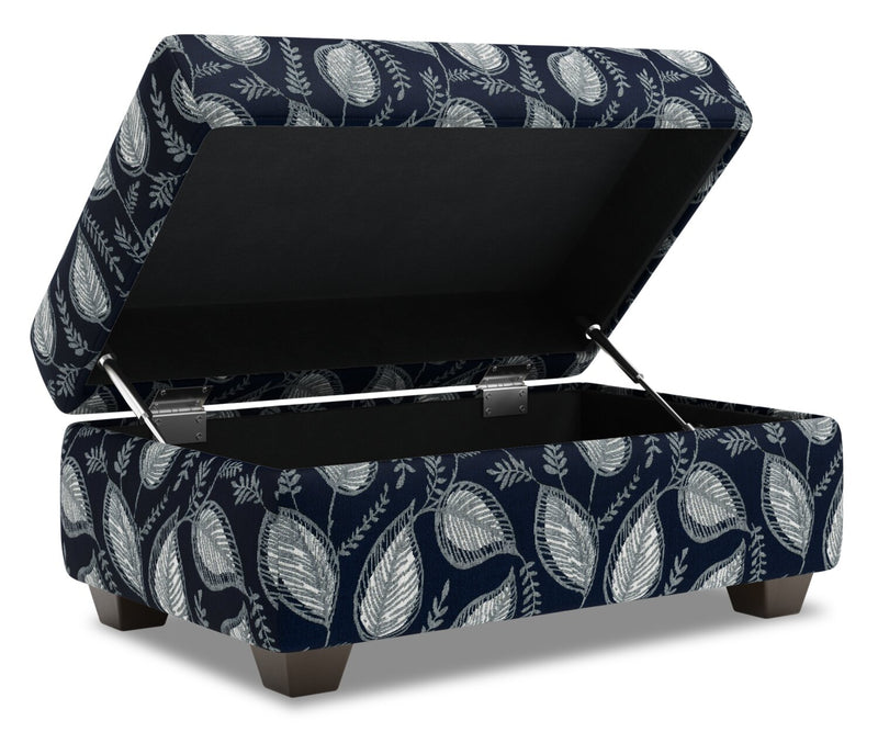 Pouf de rangement personnalisable The Trunk de Sofa Lab de 39 po fabriqué au Canada en tissu - Midnight multicolore