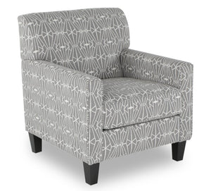 Fauteuil d’appoint Kylie de Cindy Crawford Home de 30 po fabriqué au Canada en tissu d’apparence lin - emblème anthracite
