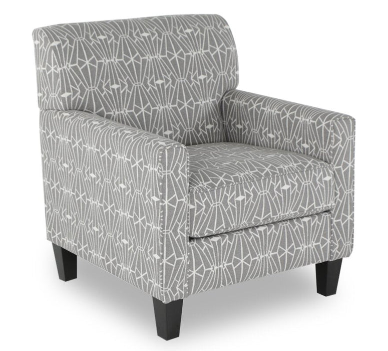 Fauteuil d’appoint Kylie de Cindy Crawford Home de 30 po fabriqué au Canada en tissu d’apparence lin - emblème anthracite