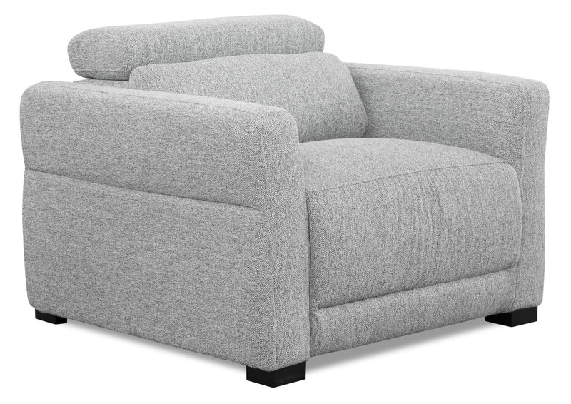 Fauteuil à inclinaison électrique Cindy Crawford Home de 40,5 po en tissu avec appuie-tête électrique - gris