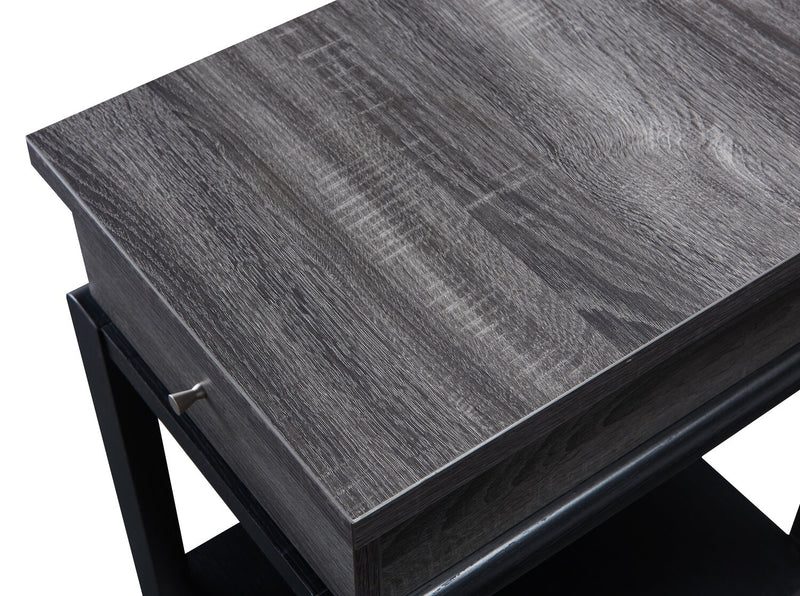 Table de fauteuil Torry de 13,75 po avec tiroir - gris vieilli