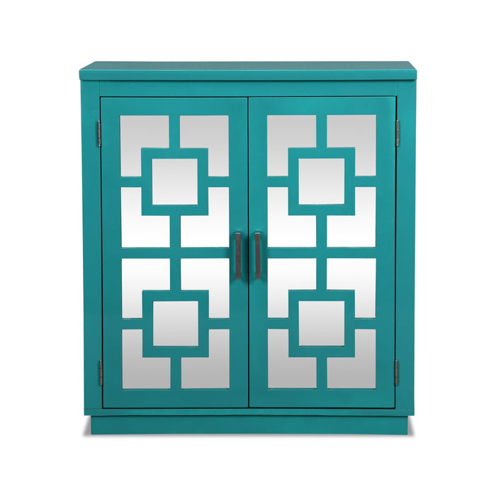 Armoire décorative Darci de 31,5 po avec portes en miroir - bleue
