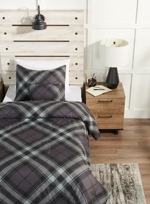 Ensemble d'édredon William 3 pièces pour lit simple - gris