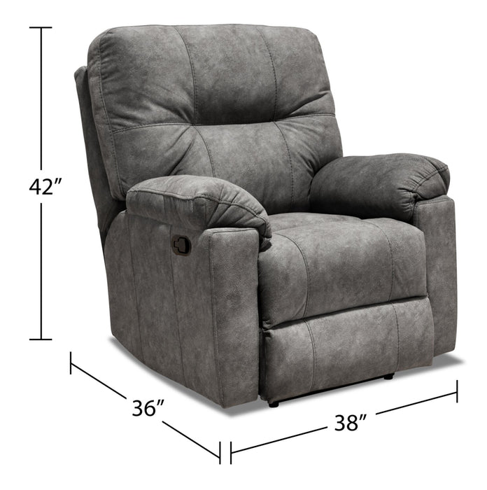 Fauteuil coulissant inclinable Gybson de 38 po fabriqué au Canada en tissu - gris