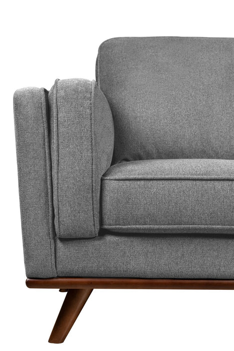 Causeuse Kassia de Kort & Co. de 65,4 po en tissu d’apparence lin avec base et pattes en bois - grise