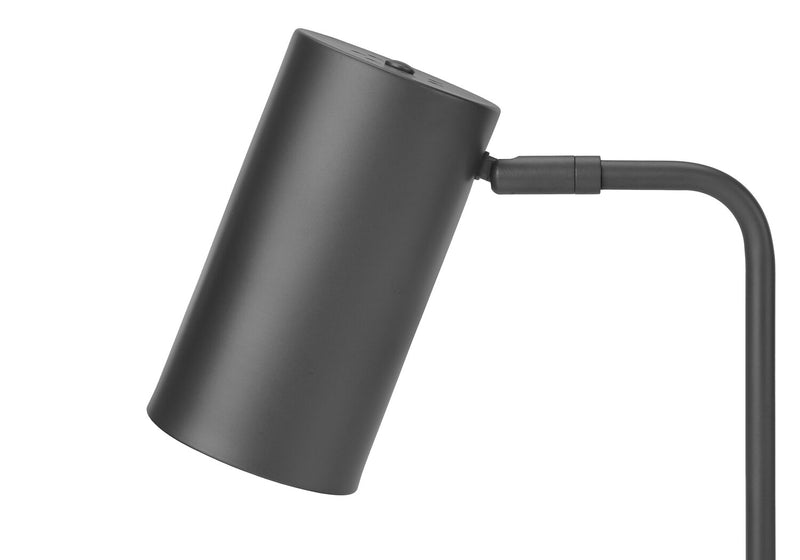 Lampe de travail et de bureau de 18 po en métal gris avec recharge USB
