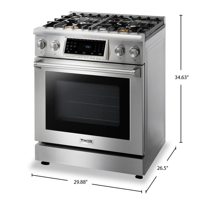 Cuisinière professionnelle à gaz Thor Kitchen de 4,55 pi³ à panneau inclinable - TRG3001