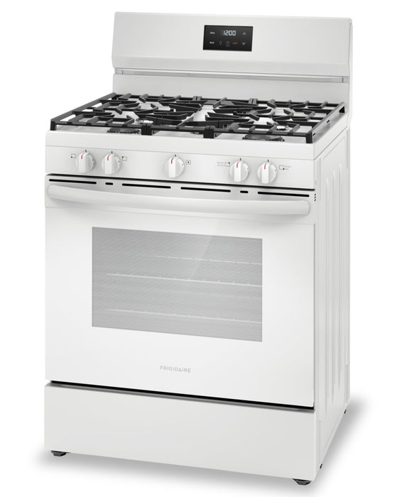 Cuisinière à gaz Frigidaire de 5,1 pi³ avec ébullition rapide et surface de cuisson à 5 brûleurs - blanche - FCRG3052BW