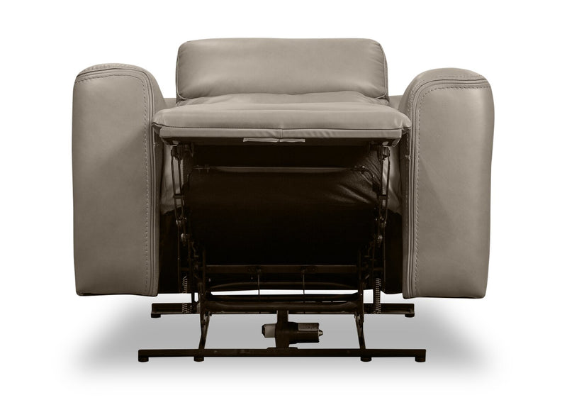 Fauteuil à inclinaison électrique Prescott de Scott Living de 42,5 po en cuir véritable avec appuie-tête électrique - gris