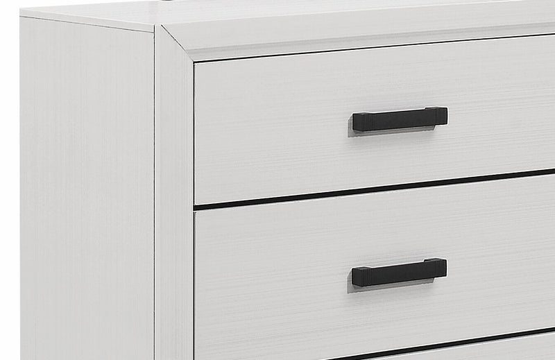 Commode Kate de 58 po (L) x 37 po (H) à 6 tiroirs pour la chambre à coucher - blanche