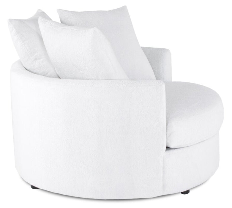 Fauteuil d’appoint Cuddler Grande de 48 po fabriqué au Canada en tissu de chenille - blanc Plush Heaven