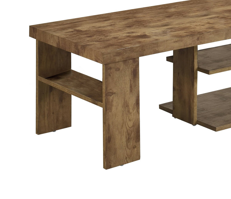 Table à café rustique Devon de 43,3 po avec tablette - bois au fini pin clair
