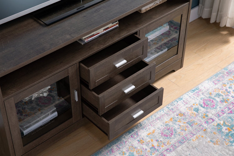 Meuble pour téléviseur Melody de 60 po avec rangement et système de gestion des câbles pour téléviseurs jusqu’à 65 po - brun