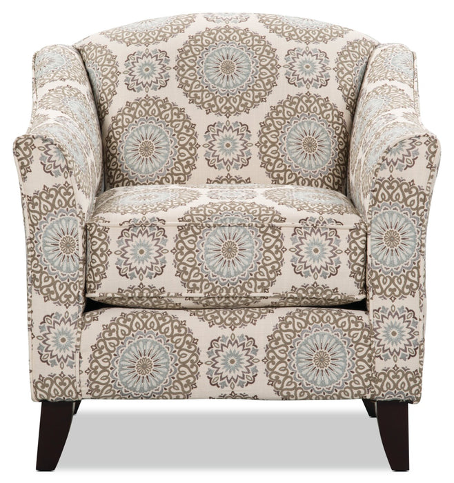 Fauteuil d’appoint Tula de 35 po fabriqué au Canada en tissu avec accoudoirs évasés - crépuscule multicolore