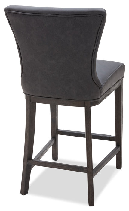 Tabouret Quinn de hauteur comptoir en tissu de cuir végétalien - gris