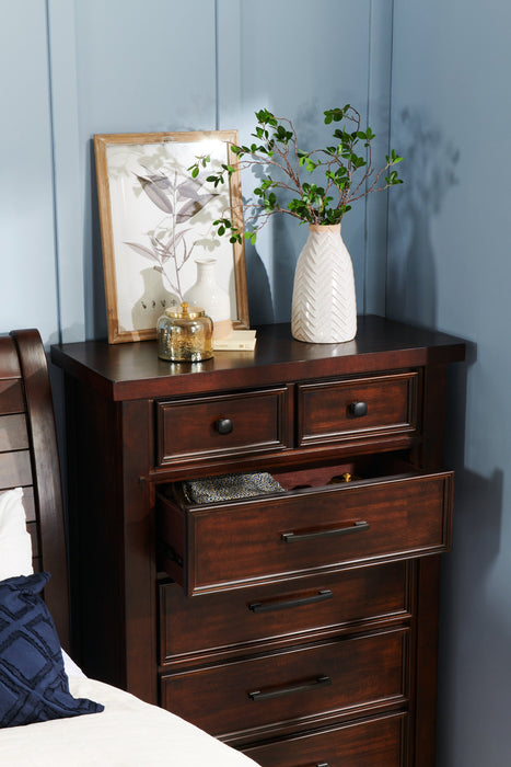 Commode verticale Sonoma de 38 po (L) x 54 po (H) à 6 tiroirs pour la chambre à coucher - brun manguier