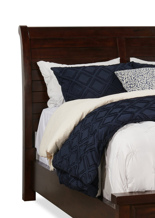 Lit à panneau Sonoma avec tête de lit et cadre, brun manguier - format très grand lit