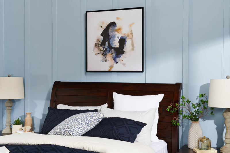 Lit à panneau Sonoma avec tête de lit et cadre de lit, brun manguier - format grand lit