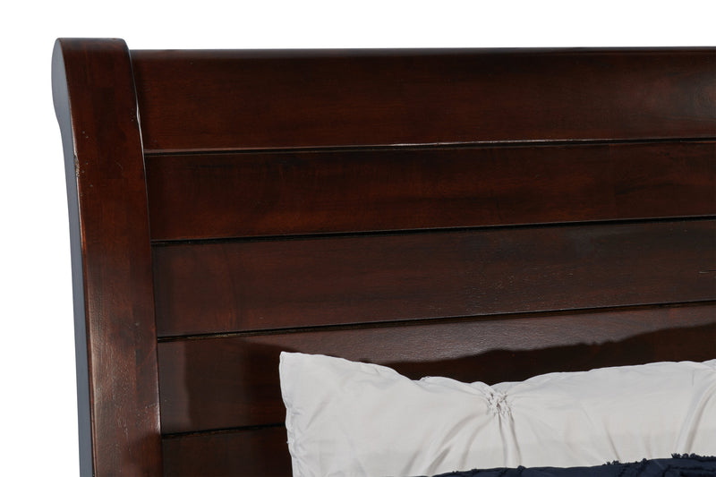 Ensemble de chambre à coucher Sonoma 6 pièces avec lit de rangement, commode, miroir et table de nuit, brun manguier - format très grand lit